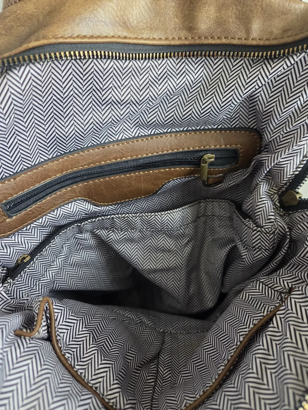 Brown Faux Leather Backpack | Chic Everyday Travel Bag